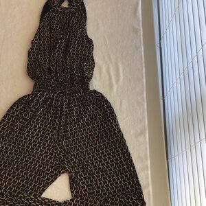 Enfocus Studio Black and Gold Patterned Jumpsuit